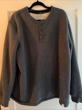 London Fog Men's Crewneck Henley Sweater - Charcoal Gray